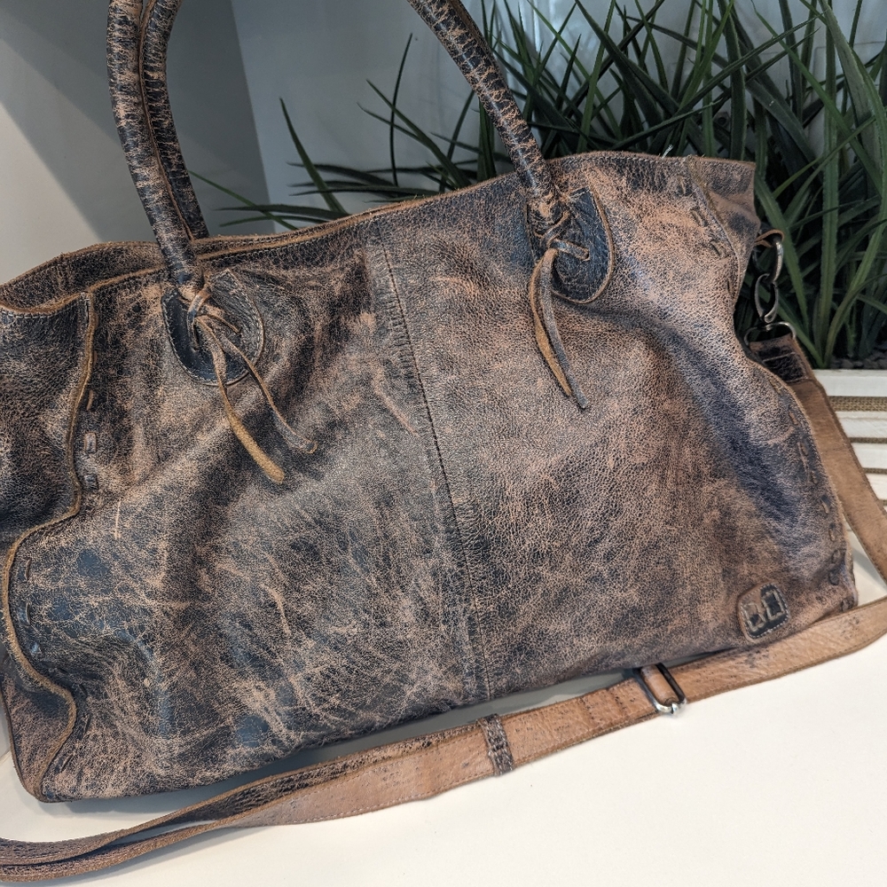 Bed Stu Distressed Brown Shoulder Bag